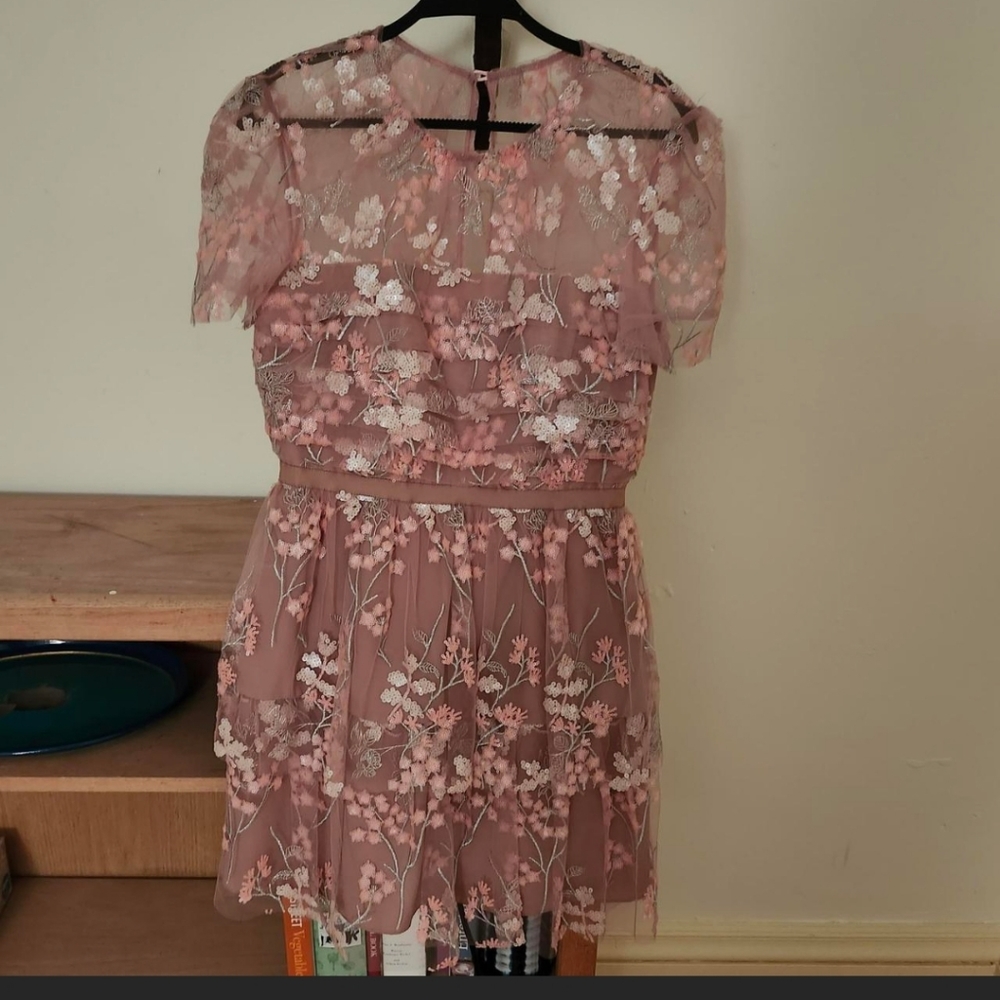 Self-Portrait Pink Tulle Minidress Size 6 - Picture 3 of 4
